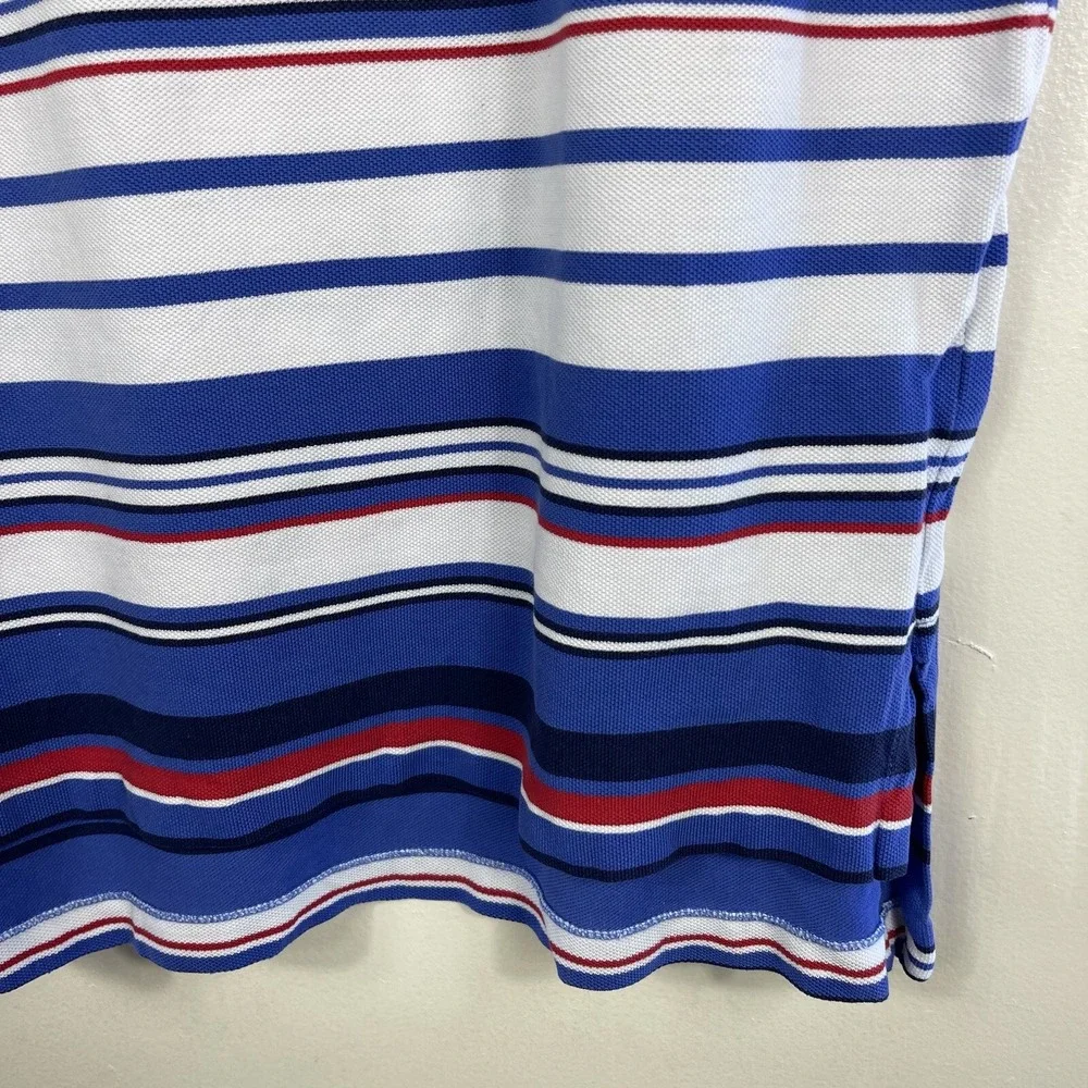 Polo Ralph Lauren Shirt Mens Large Blue White Striped Short Sleeve Top‎ Cotton